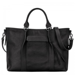 Black Women's Longchamp 3D L Handbags | XSLPB-9087