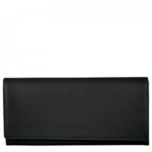 Black Women's Longchamp Le Foulonné Continental Wallets | PDMIA-0697