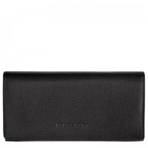 Black Women's Longchamp Le Foulonné Continental Wallets | LWHUM-0461