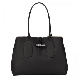 Black Women's Longchamp Roseau L Tote Bag | QYAPJ-9567