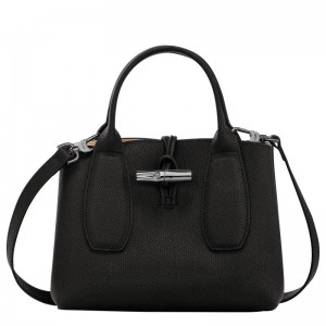 Black Women's Longchamp Roseau S Handbags | QHJTW-8076