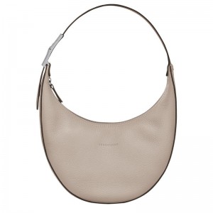 Clay Grey Women's Longchamp Roseau Essential M Hobo Bags | AIXLF-7563