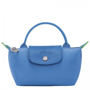 Cornflower Blue Women's Longchamp Le Pliage Green with handle Pouches | XFECG-4135