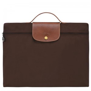 Ebony Brown Men's Longchamp Le Pliage Original S Briefcase | WGMCF-9821