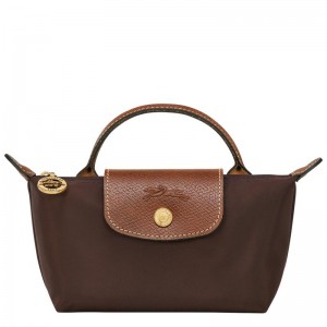 Ebony Brown Women's Longchamp Le Pliage Original with handle Pouches | SDNIQ-9423