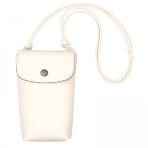 Ecru White Women's Longchamp Le Pliage Xtra with leather lace Phone Case | GPLXD-0523