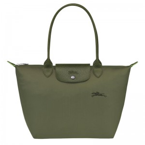 Forest Green Women's Longchamp Le Pliage Green M Tote Bag | VFYQN-7594