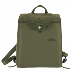 Forest Green Women's Longchamp Le Pliage Green M Backpacks | IQJPF-1680