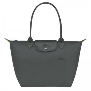 Graphite Grey Women's Longchamp Le Pliage Green M Tote Bag | HKOIR-3574