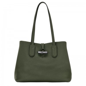 Khaki Women's Longchamp Roseau Essential M Tote Bag | WPYQK-1524