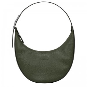 Khaki Women's Longchamp Roseau Essential M Hobo Bags | WLPQC-0512