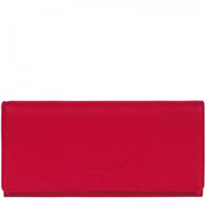 Love Red Women's Longchamp Le Foulonné Continental Wallets | EPOHJ-6241