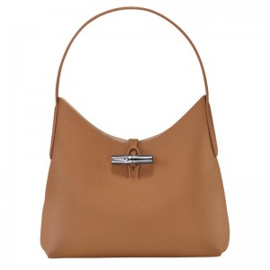 Natural Brown Women's Longchamp Roseau M Hobo Bags | LEVWI-0593