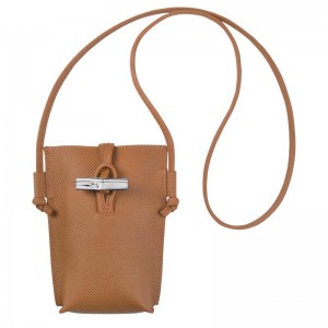 Natural Brown Women's Longchamp Roseau with lace Phone Case | EHWZY-9328