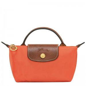 Orange Women's Longchamp Le Pliage Original with handle Pouches | MGYNS-1865