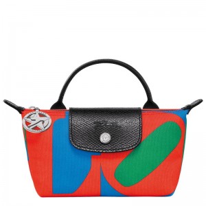 Red/Navy Men's Longchamp x Robert Indiana Pouches | QRESB-6432