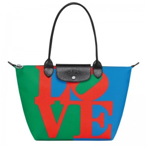 Red/Navy Women's Longchamp x Robert Indiana M Tote Bag | FVSAH-2739