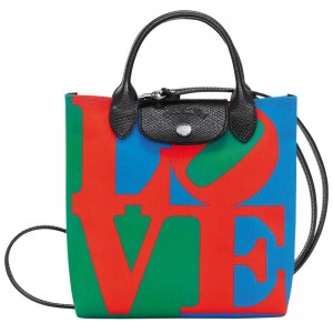 Red/Navy Women's Longchamp x Robert Indiana XS Crossbody Bags | BARGZ-4018