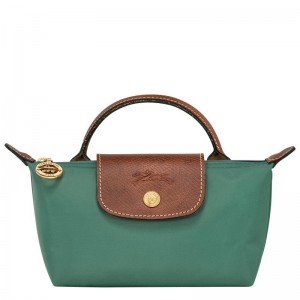 Sage Green Women's Longchamp Le Pliage Original with handle Pouches | VXLPJ-0269