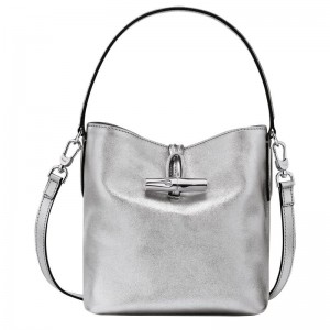 Silver Women's Longchamp Roseau XS Bucket Bag | QKAUH-0467