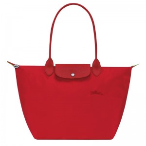 Tomato Red Women's Longchamp Le Pliage Green L Tote Bag | PVHZN-6478