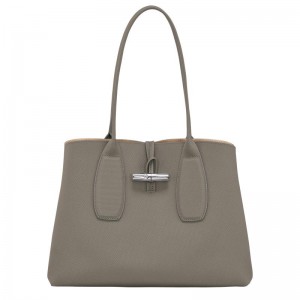 Turtledove Grey Women's Longchamp Roseau L Tote Bag | VWOST-6572