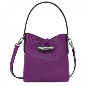 Violet Purple Women's Longchamp Roseau XS Bucket Bag | BMXQJ-9364