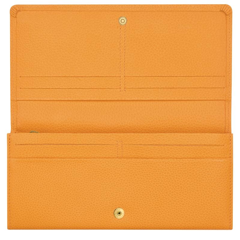 Apricot Orange Women's Longchamp Le Foulonné Continental Wallets | IUHJS-7236