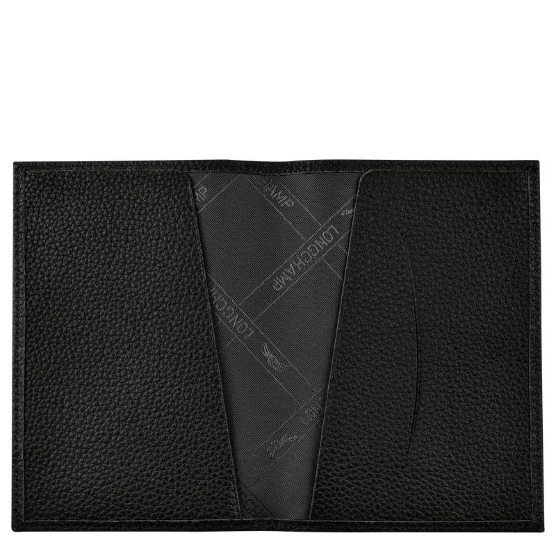 Black Men's Longchamp Le Foulonné Passport cover Passport Bag | PBAJQ-6780