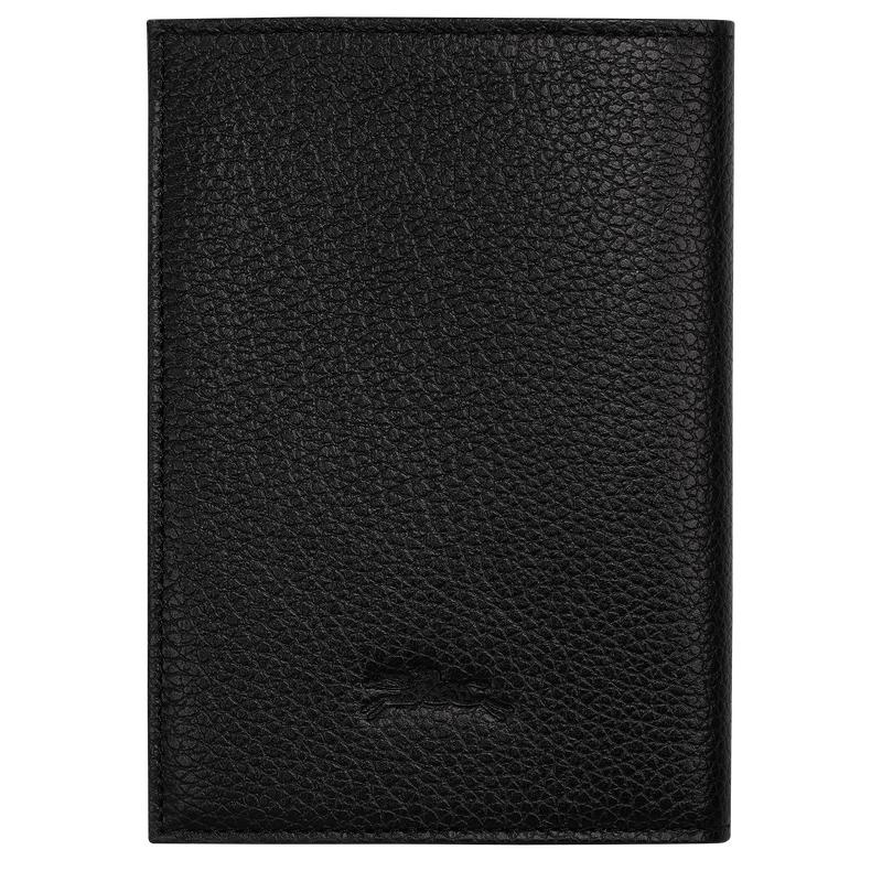 Black Men's Longchamp Le Foulonné Passport cover Passport Bag | PBAJQ-6780