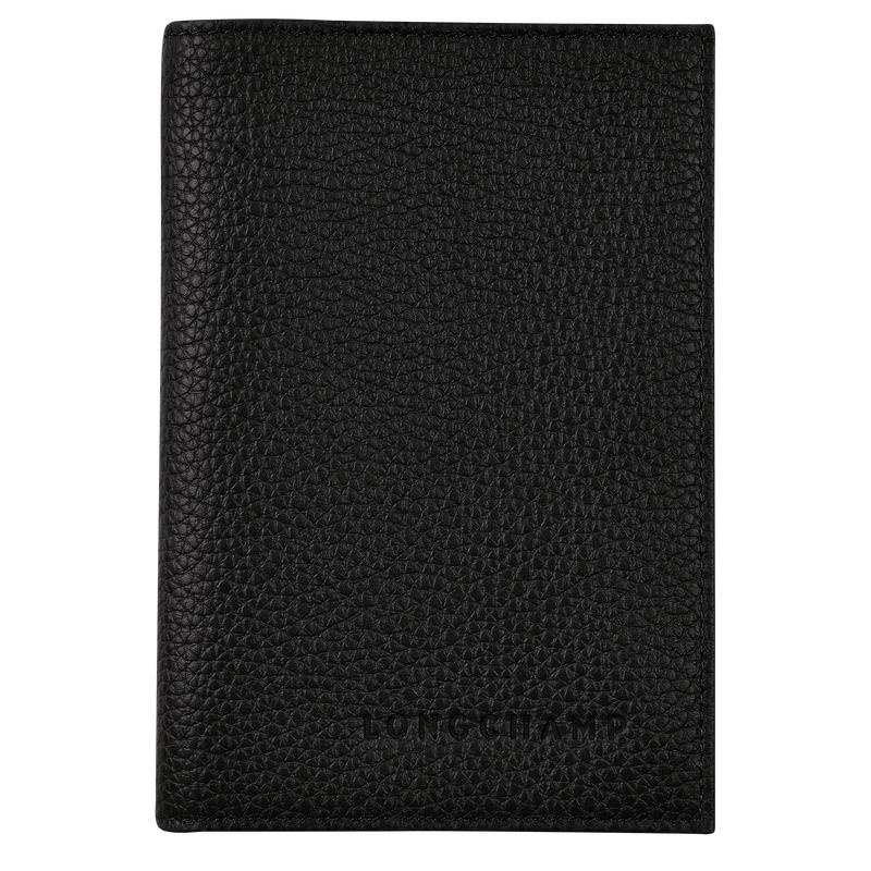 Black Men\'s Longchamp Le Foulonné Passport cover Passport Bag | PBAJQ-6780