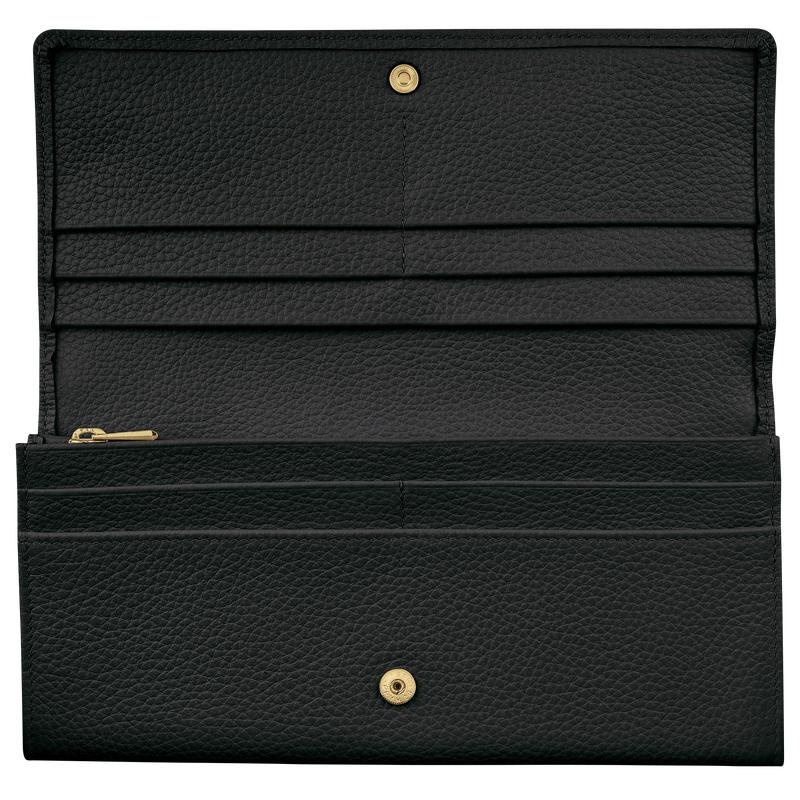 Black Women's Longchamp Le Foulonné Continental Wallets | PDMIA-0697