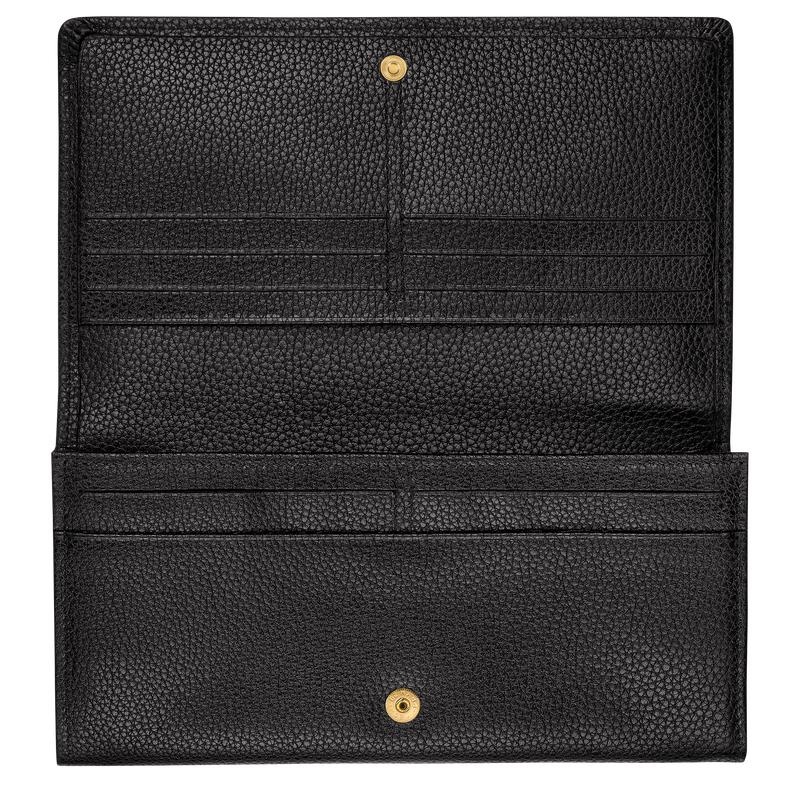 Black Women's Longchamp Le Foulonné Continental Wallets | LWHUM-0461