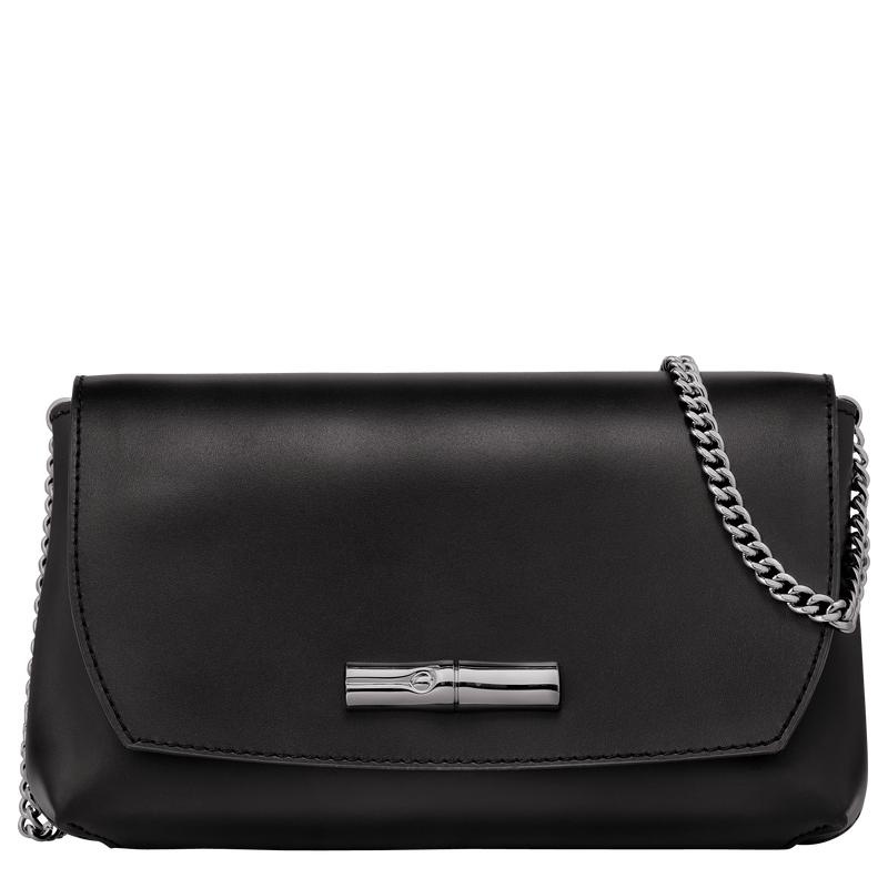 Black Women\'s Longchamp Roseau Clutch Bag | ANMIY-7693