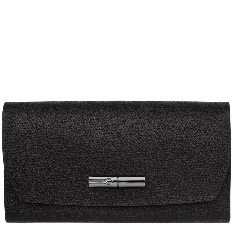 Black Women\'s Longchamp Roseau Continental Wallets | LGTPE-3502