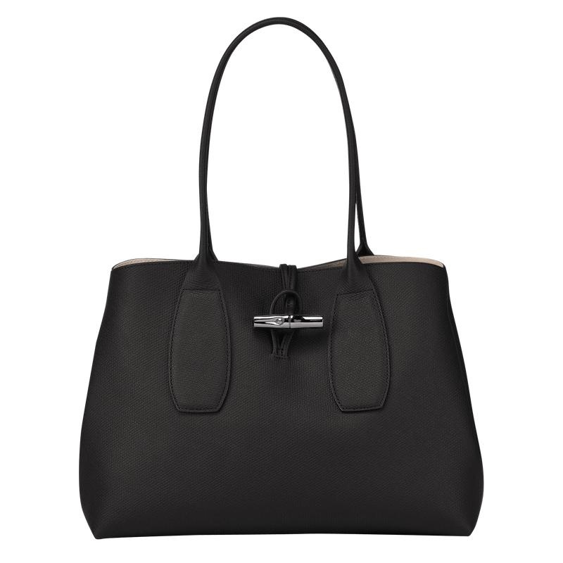 Black Women\'s Longchamp Roseau L Tote Bag | QYAPJ-9567