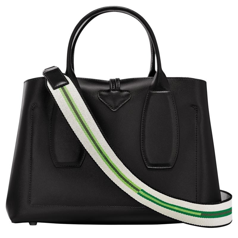 Black Women's Longchamp Roseau M Handbags | DAXGM-4920