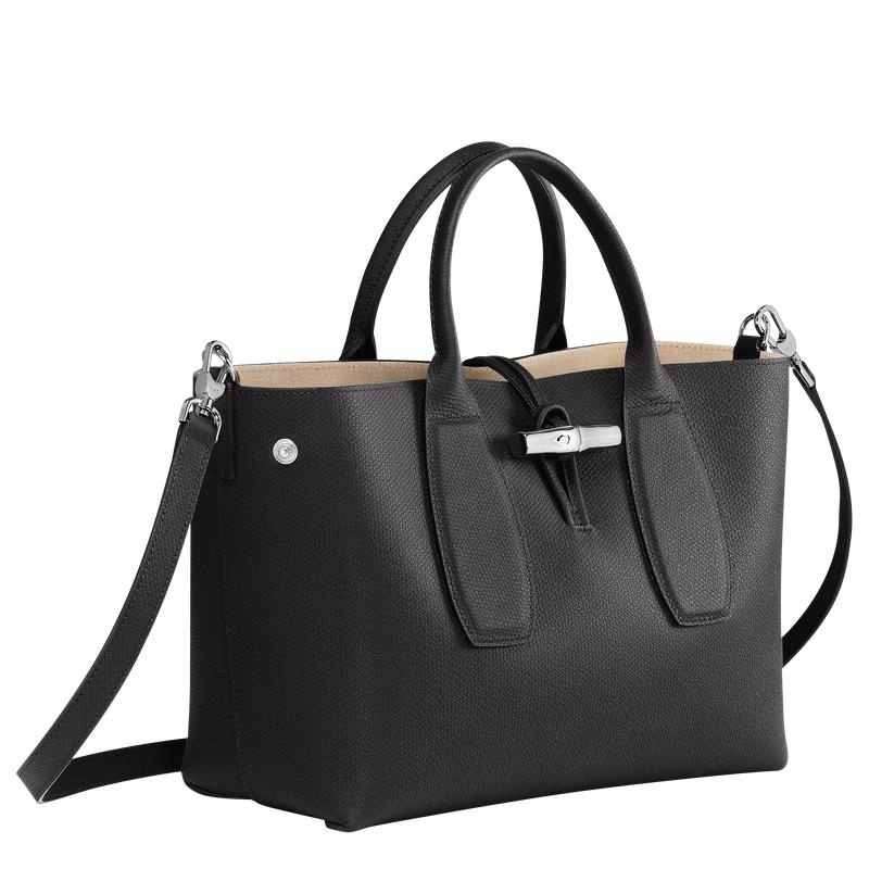 Black Women's Longchamp Roseau M Handbags | ZVWPA-9672