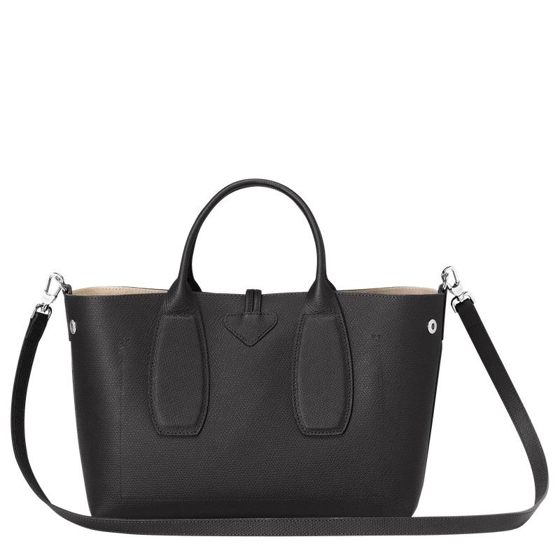 Black Women's Longchamp Roseau M Handbags | ZVWPA-9672