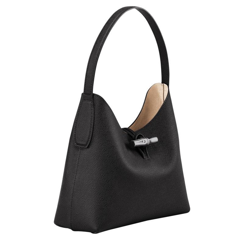 Black Women's Longchamp Roseau M Hobo Bags | TFPHU-6310