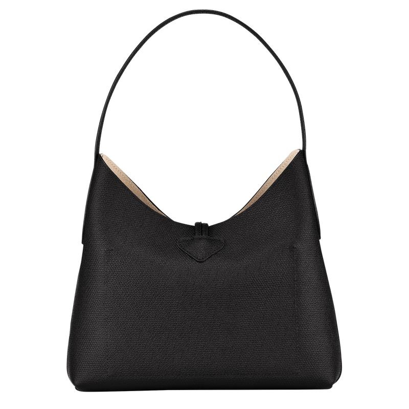 Black Women's Longchamp Roseau M Hobo Bags | TFPHU-6310