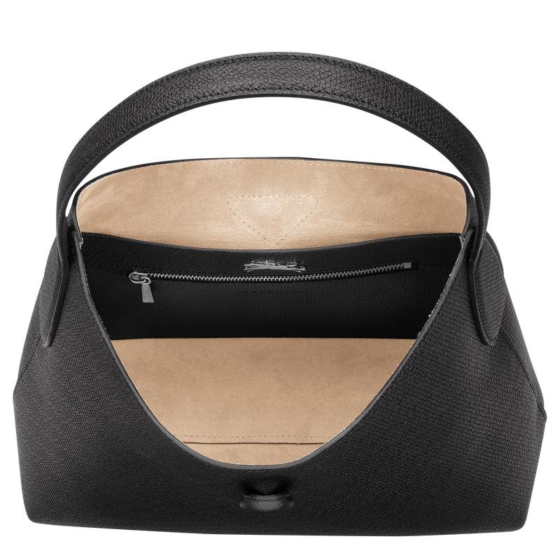 Black Women's Longchamp Roseau M Hobo Bags | TFPHU-6310