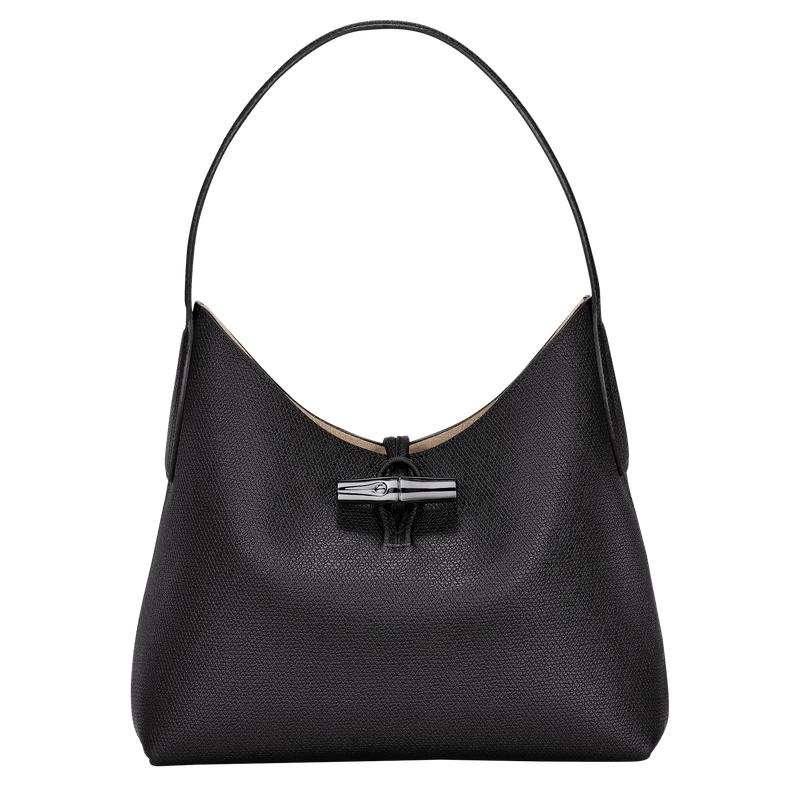 Black Women\'s Longchamp Roseau M Hobo Bags | TFPHU-6310