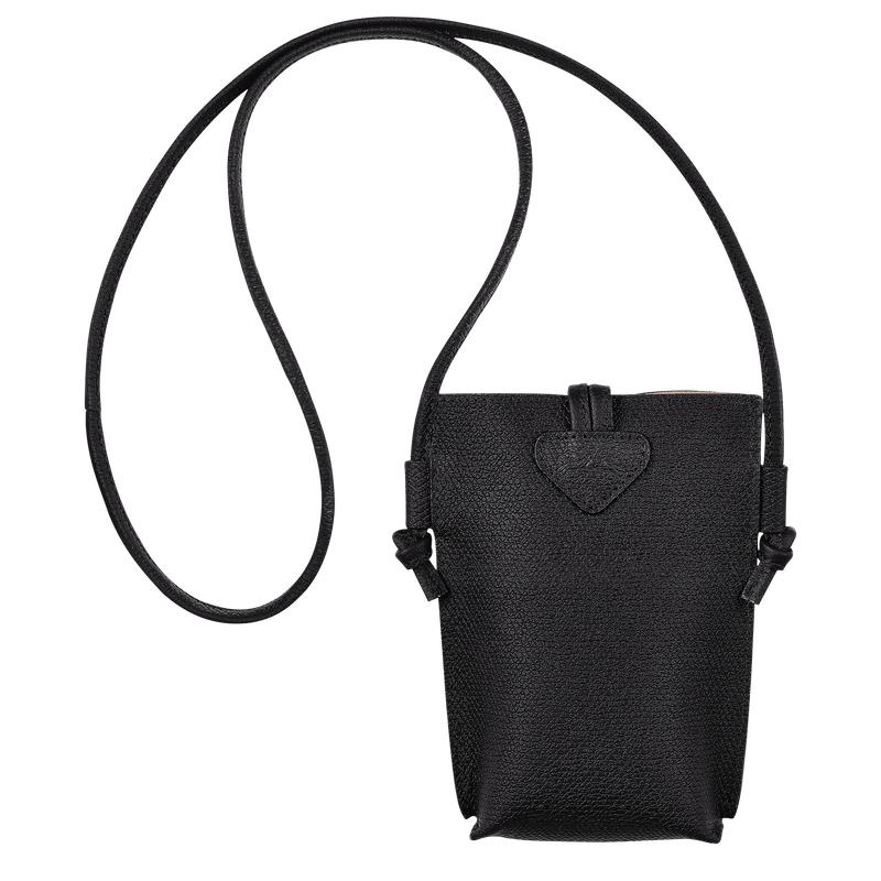 Black Women's Longchamp Roseau with lace Phone Case | WVCHK-7962