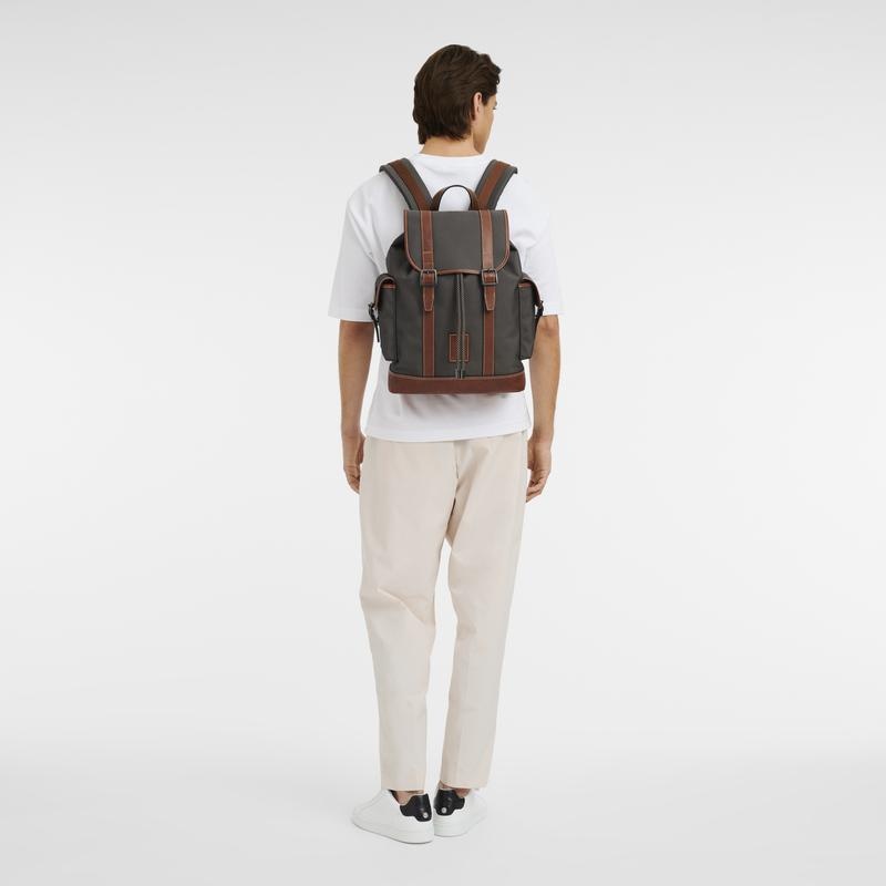 Brown Men's Longchamp Boxford Backpacks | EXUYM-9138