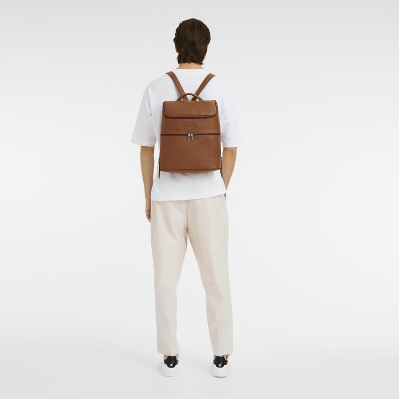 Caramel Brown Men's Longchamp Le Foulonné Backpacks | KXBAS-2960