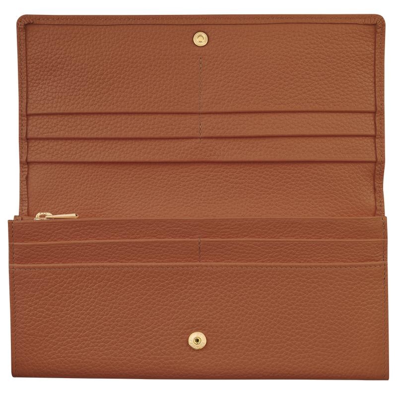 Caramel Brown Women's Longchamp Le Foulonné Continental Wallets | WONGX-3108