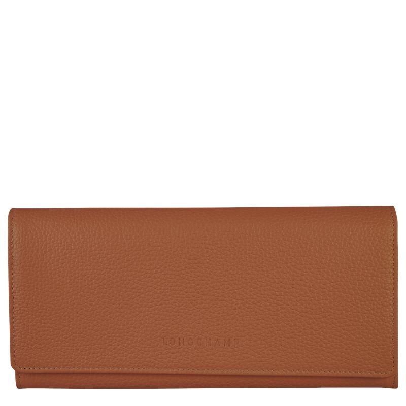 Caramel Brown Women\'s Longchamp Le Foulonné Continental Wallets | WONGX-3108