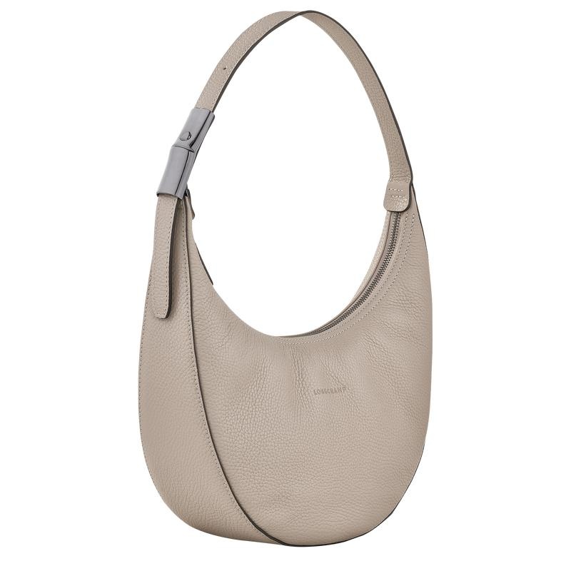 Clay Grey Women's Longchamp Roseau Essential M Hobo Bags | AIXLF-7563