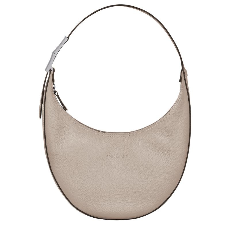 Clay Grey Women\'s Longchamp Roseau Essential M Hobo Bags | AIXLF-7563